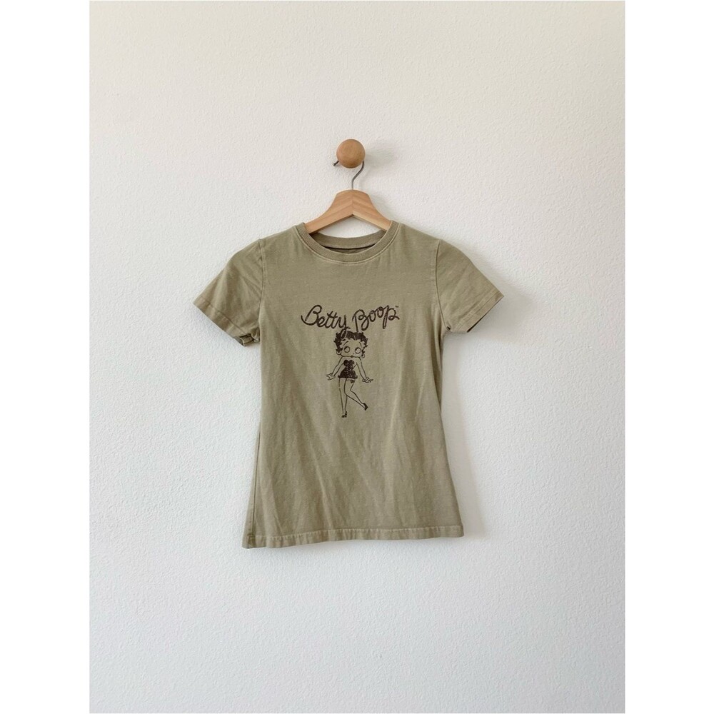 Betty Boop Green Body Fitted Short Sleeves Crew Neck Baby Tee XSmall